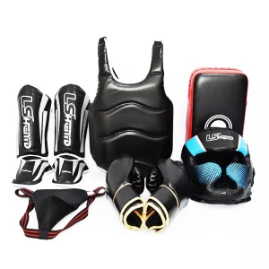 Custom PU Leather 6 Pieces Martial Arts Body Protecting Sets Kick Boxing Training Sets Professional Boxing Sparring Gears Sets