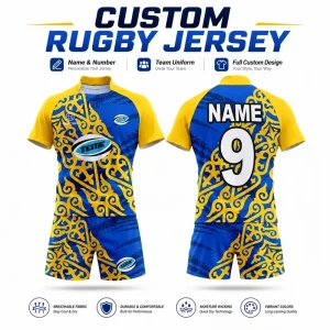 Custom Rugby Jersey Set Sublimation Printing Rugby Shirt And Shorts Personalized Club Team Rugby Kit With Name Number Logo