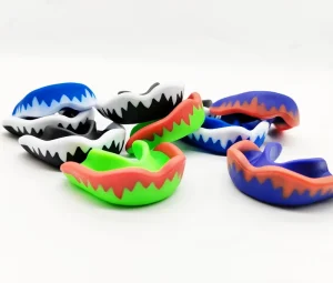 Custom Shark Design Colored DIY Thermoplastic Moldable Football Mouth Guard for Braces for Sports Adult with Box