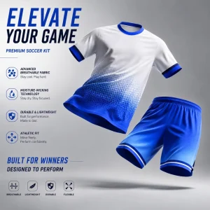 Custom Summer Sports Jersey for Men Breathable Polyester V Neck Full Soccer Uniform Set OEM Summer Football Kits for