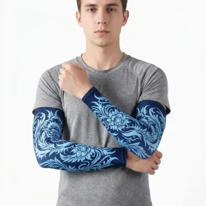 Custom Tattoo Floral Pattern UV Protection Cooling Arm Covers Breathable Arm Sleeves for Running Biker Fishing