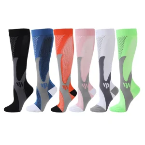 Custom Unisex Coolmax Spandex Knee High Men Cycling Sport Socks 20-30mmHg Compression Socks