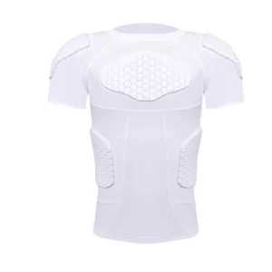 Custom White Men’s Padded Compression Shirt Protective T Shirt Rib Chest Protector for Football Paintball Baseball Rugby Uniform