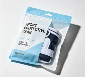 Customize Colorful Sports Protective Gear Packaging Bag with Half Window Design Three Side Sealing Bag