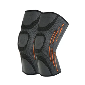Customized Logo Silicone Spring Orange Strip Knee Pad Professional Sports Compression Knee Sleeve Meniscus Protection Running