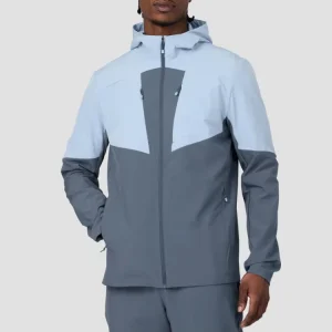 Customized Logo Winter Print Wind Breaker Zip up Men’s Contrast Panel Sport Jacket