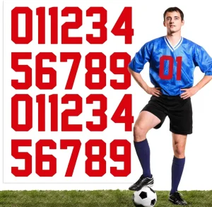 Customs 22 Pcs 8 Inch Red Waterproof Iron-On for Heat Transfer Numbers Fabric Stickers for Garment Clothing T Shirts Football