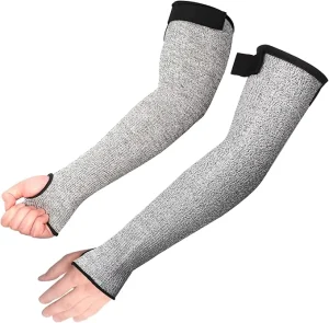 Cut Resistant Sleeve Arm Protectors Safety Protection With Thumb Holes Construction Farm Gardening Yarn Work For Men And Women