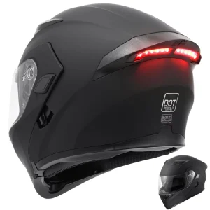 DOT Approved Racing Helmet Full Face Flip Up Helmet Modular Motorcycle Helmet with Rechargeable LED Tail Light