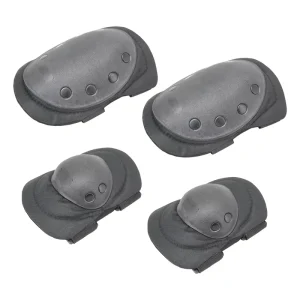 Double Safe Custom Male Security Tactical Elbow And Knee Pads Black Nylon Leather Sports Use Protective Gear