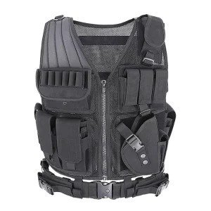 Double Safe Custom Polyester Black Tactical Mesh Vest Outdoor Hunting Multi functional Molle Vest For Men
