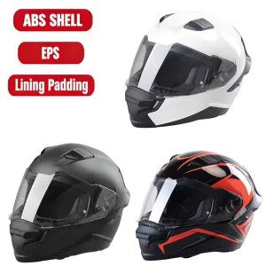 Durable & Impact Resistant Dual Visor Motorcycle Safety Helmet ABS Lightweight Full Face Motorcycle Helmet for Men & Women