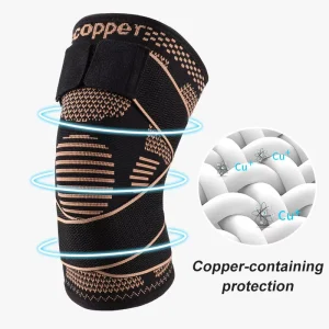 Effective Copper Protection Knee Pad with Surrounding Fit Knee Support for Copper Nylon Weave Knee Brace for Running Sports