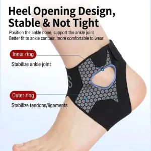Elastic Ankle Protector Open Heel Foot Brace High Stability Compression Support for Daily Care Sports Gear HH05