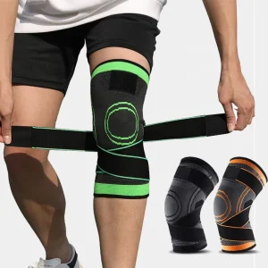 Elastic Knitted Nylon Knee Brace Compression Support Sleeve With Adjustable Straps For Running Support
