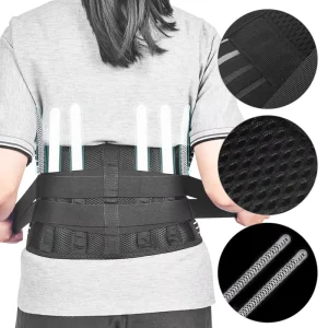 Elastic Polyester Low Back Pain Support Adjustable Back Brace Belt Lumbar Support Belt with 6 Steel Stays