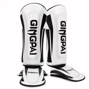 Elastic Shin Guards Ankle Protectors Leather Leg Warmers for Kickboxing Muay Thai Martial Art Sanda Protective Gear