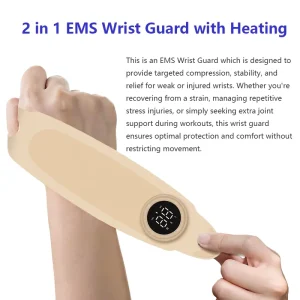 Electric Heating Massage Wrist Guard EMS Hand Massage Band with 15 Intensity Levels for Office Workers Gamers Relieve Joint Pain