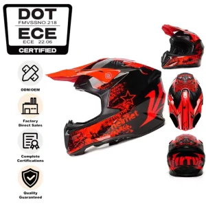 Factory Motocross Off road Helmet Dot Approved Dirt Bike Motorcycle Helmet with ABS Shell & Large Ventilation System