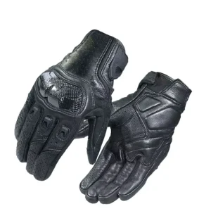 Factory Touch Screen Full Finger Racing Gloves with Windproof Goatskin Leather for Motorbike Riding