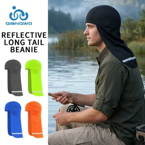 Fishing Sports Headgear Night Riding Safety Reflective Strip Long Tail Cap Helmet Liner Riding Shawl Beanie