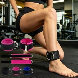 Fitness Adjustable Ankle Straps Double Ring Loops Polyester Cotton Material for Weight Lifting Leg Exercise Yoga Pilates Cable