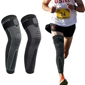 Fitness Breathable Nylon Knee Brace With Adjustable Straps Compression Protection Long Leg Calf Knee Sleeve for Sports