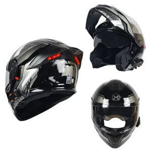 Flip up Motorcycle Helmets with Led Light Helmet Motorcycle with Blue Tooth Customized Supplier