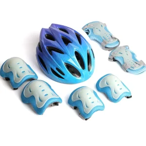Fluorescent Luminous Children’s Protective Gear Set Helmet Knee Elbow Pads Anti Fall for Roller Skating Bicycle