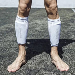 Football Shin Guard Socks Double Sheath with Double Layer Breathable High Elasticity Mesh and Reinforced Pockets