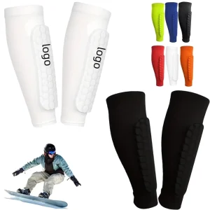 Football Shin Guards Shin Pads Kids Youth Adult Soccer Calf Protective Gear Ski Shin Guards Sleeve with Honeycomb Pads