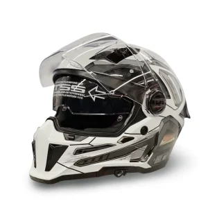 Full Face Helmet Dual Viewfinder DOT Certified ABS Material Custom Logo Chrome Spoiler Motorcycle Helmet