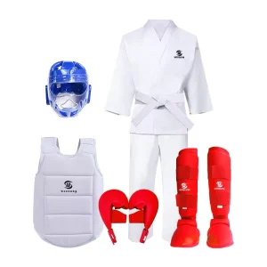 Full Karate Gear Set Includes Protective Gear Helmet Shin Guard Gloves Karate Uniform