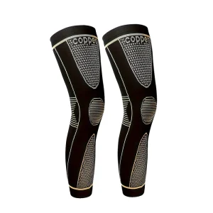 Full Leg Sleeves Long Copper Knee Brace Compression Breathable Non Slip Spandex Nylon Knee Protection for Man Women