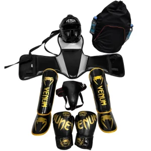 Full Set Boxing Protective Gear Kit MMA Kickboxing Sparring Gear Head Guard Chest Protector Shin Guards Groin Guard Gloves