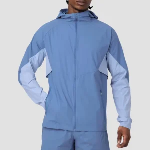 Full Zip Nylon Tracksuit Jacket for Men Waterproof Windproof Fitness Active Wear