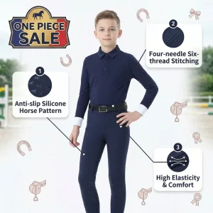 Girls Boys Equestrian Riding Tights Silicone Anti Slip Grip High Waist Stretch Fabric Horse Riding Wear Breeches For Riders