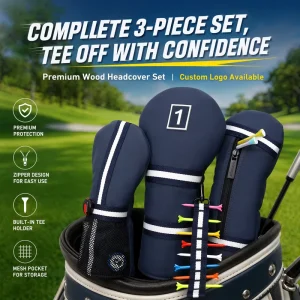 Golf Factory & Custom ODM Golf Head Covers High Quality Waterproof PU Driver Fairway UT Club Covers Golf Headcover
