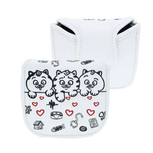 Golf Square Mallet Putter Headcover Embroidered with Magnetic Closure Waterproof PU White Club Protector Accessory