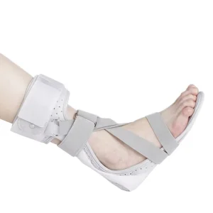 Gray White Ankle Brace Support for Drop Foot Left with Neoprene Plastic Material