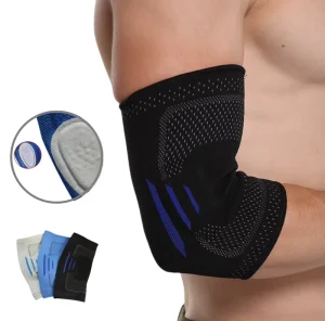Gym Fitness Elastic Pain Relief Arm Knitted Bandage Stabilizer Silicon Gel Pad Elbow Support Sleeve