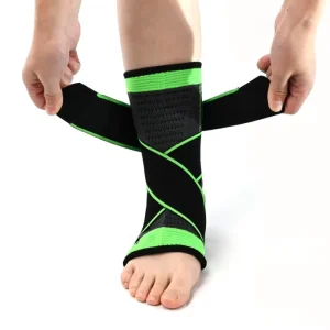 Gym Sports Ankle Support Brace Sport Protection Adjustable Compression Nylon Sleeve with Straps