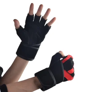 HBG 0169 Genuine Leather Training Gloves Gym Men’s and Women’s Gym Gloves Exercise Weight Lifting Gloves Wrist Guard Anti slip