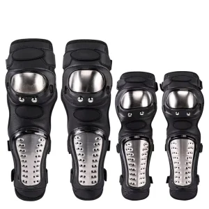Heavy Duty 4pcs Stainless Steel Racing Gear Protector Elbow Knee Guard Motorcycle