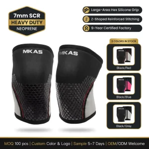 Heavy Duty 7mm SCR Neoprene Knee Sleeves Professional Powerlifting Support Reinforced Stitching Squat Compression OEM ODM