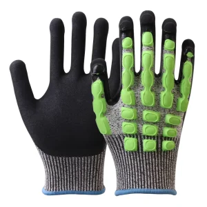 Heavy Duty Impact Safety Gloves Cut Resistant 15 Gauge Construction Mechanics Oil Grip Anti Vibration Work Gloves