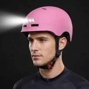 High Quality Cool Skate Board Helmets Pink Color ABS Shell Led Light CE Certified