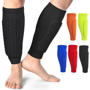 High Quality Custom Honeycomb Football Leg Straps Bracket Support Pads Calf Compression Sleeves Shin Guards Polyester