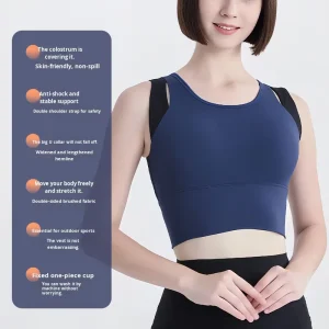 High strength Shock proof Yoga Running Sports Underwear Fixed Cup Double Shoulder Strap Collar Solid Breathable Fitness