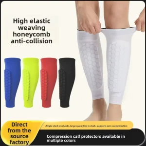 Honeycomb Knitted Shin Guard Socks Men Football Impact resistant Leg Guards Badminton Knee Pads Enhanced Shock Absorption Secure